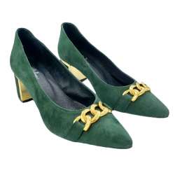 SQUARE HEEL SALON SHOES WITH CHAIN ??ORNAMENT VERDE