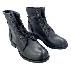 MILITARY ANKLE BOOT WITH LEATHER LACES NEGRO