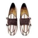 BELGIAN FABRIC AND LEATHER MOCCASIN SHOE