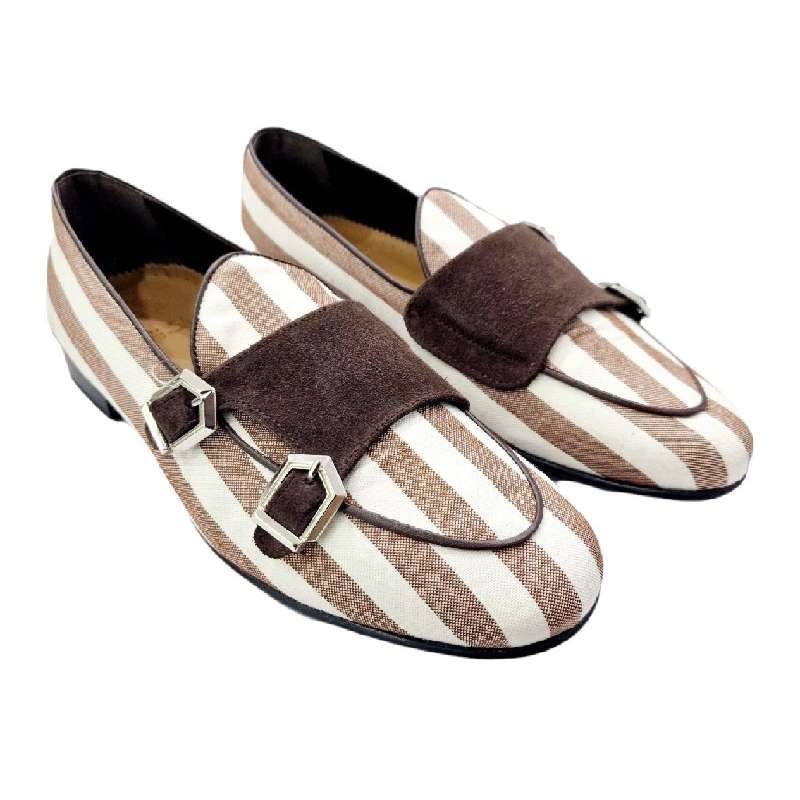 BELGIAN FABRIC AND LEATHER MOCCASIN SHOE