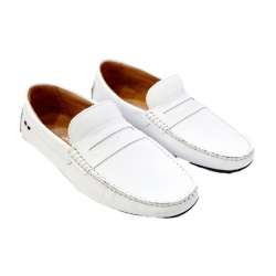WHITE LEATHER MOCCASIN SHOES