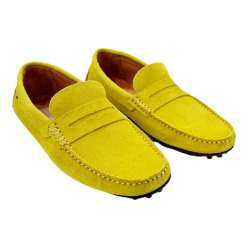 YELLOW SPLIT SUEDE MOCCASIN SHOES AMARILLO