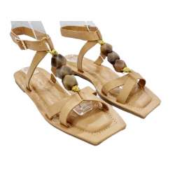 FLAT SANDAL WITH ORNAMENTS IVORY MARIA MARE 68242
