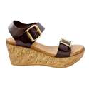 CORK WEDGE SANDAL WITH BUCKLES DECORATION