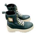 MILITARY ANKLE BOOTS TRACK SOLE WITH COMBINED GREEN LACE