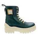 MILITARY ANKLE BOOTS TRACK SOLE WITH COMBINED GREEN LACE