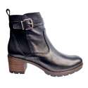 LEATHER WIDE HEEL ANKLE BOOTS NON-SLIP SOLE