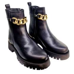 TRACK SOLE ANKLE BOOTS WITH CHAIN DECORATION