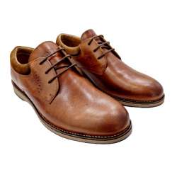 LEATHER BLUCHER SHOE COMBINED WITH SPLIT LEATHER