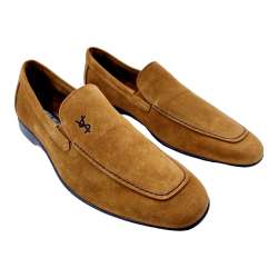 MEN'S CAMEL SUEDE LOAFERS WITH RUBBER SOLE