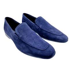 MEN'S BLUE SUEDE LOAFERS WITH RUBBER SOLE LUX INK