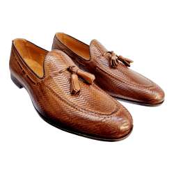 MEN'S BRAIDED LEATHER LOAFERS WITH TASSELS