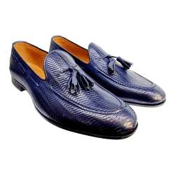 MEN'S BRAIDED LEATHER LOAFERS WITH TASSELS