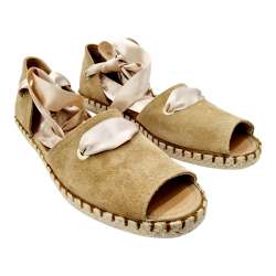 WOMEN'S ESPARTO CAMPING ESPADRILLE WITH RIBBON CAMEL