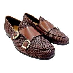 BELGIAN MEN'S BRAIDED LEATHER DOUBLE MONK MOCCASIN