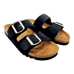 WOMEN'S DOUBLE BUCKLE SUEDE SANDAL BIO