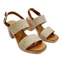 WOMEN DOUBLE HEEL SANDALS JUTE SHOVEL AND HEEL