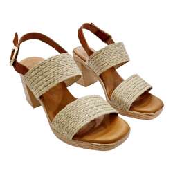 SANDALIAS TACON DOBLE PALA YUTE Y TALON MUJER NATURAL