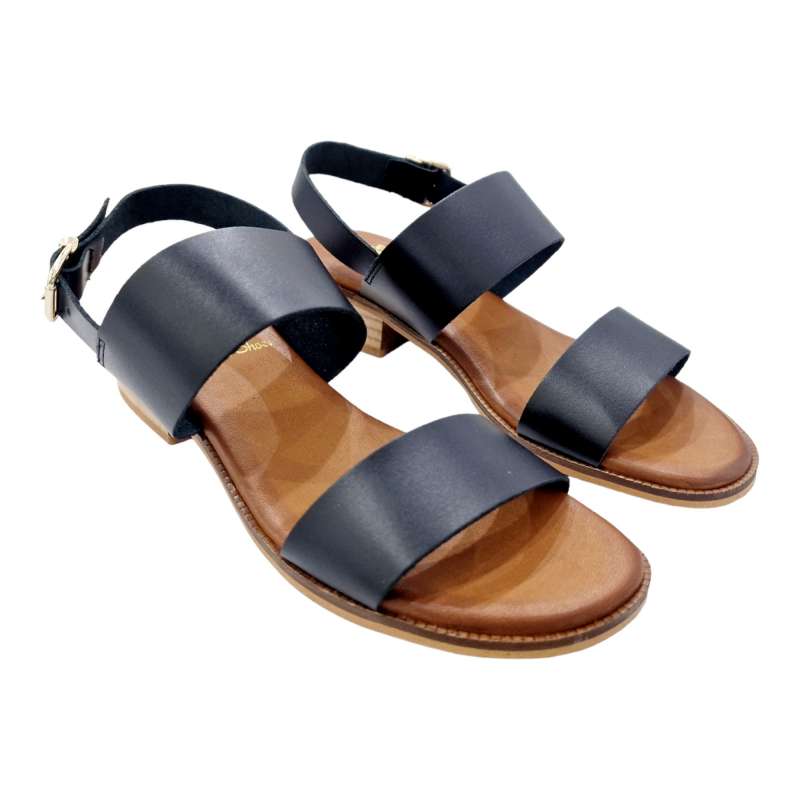 WOMEN LOW HEEL SANDALS WITH DOUBLE SHOVES AND HEEL