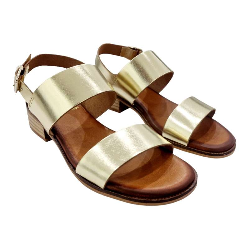 WOMEN LOW HEEL SANDALS WITH DOUBLE SHOVES AND HEEL