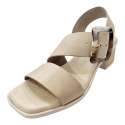 WOMEN'S HEELED SANDAL WITH DIAGONAL STRAP WITH LARGE BUCKLE