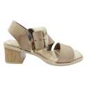 WOMEN'S HEELED SANDAL WITH DIAGONAL STRAP WITH LARGE BUCKLE