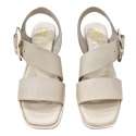 WOMEN'S HEELED SANDAL WITH DIAGONAL STRAP WITH LARGE BUCKLE