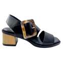 WOMEN'S HEELED SANDAL WITH DIAGONAL STRAP WITH LARGE BUCKLE