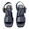 WOMEN'S HEELED SANDAL WITH DIAGONAL STRAP WITH LARGE BUCKLE