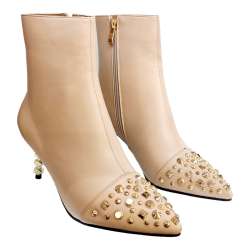 WOMEN'S BOOTY WITH STUDDED TOE AND GOLDEN HEEL