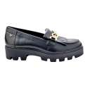 LEATHER MOCCASIN SHOE WITH BUCKLE DECORATION A665P1