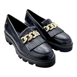 LEATHER MOCCASIN SHOE WITH BUCKLE DECORATION A665P1