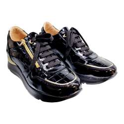 WOMEN'S PATENT LEATHER SNEAKERS WITH LOW WEDGE