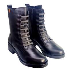 WOMEN'S MIDDLE BOOT WITH ELASTIC LACES DECORATION