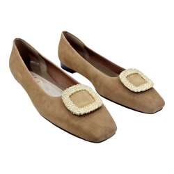 WOMEN'S SABRINA SHOES SUEDE SQUARE BROOCH DECORATION