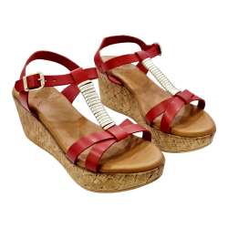 WOMEN'S WEDGE SANDAL WITH GOLDEN INSTEP STRIP