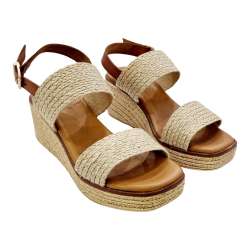 WOMEN'S WEDGE SANDALS WITH JUTE STRIPS