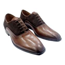 BLUCHER MEN'S DRESS SHOES COMBINED WITH SUEDE
