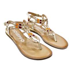 WOMEN'S GOLD SANDAL WITH MULTICOLOR STONES GIOSEPP