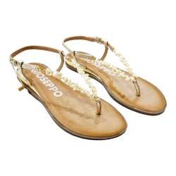 GOLDEN WOMEN'S SANDALS WITH WHITE STONES GIOSEPPO