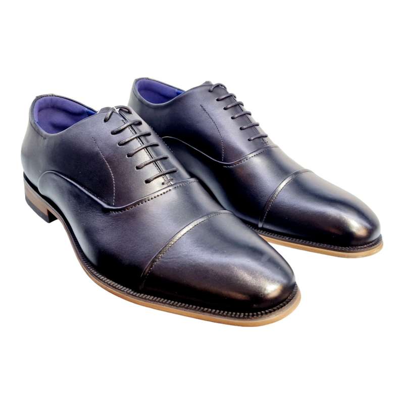 ZAPATOS VESTIR HOMBRE BLUCHER CON PUNTERA NEGRO