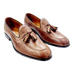 MEN'S BRAIDED LEATHER LOAFERS WITH TASSELS