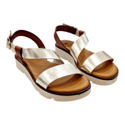 WOMEN'S SANDALS WITH BICOLOUR PLATFORM WITH LEATHER GEL SOLE
