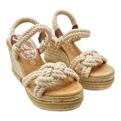 WOMEN'S ROPE WEDGE SANDALS WITH HEEL NATURAL