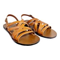 MULTI-STRAPS MEN'S SANDALS WITH LEATHER HEEL