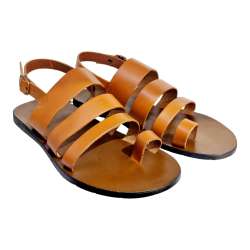 MEN'S SANDALS WITH STRAPS AND TOE WITH LEATHER HEEL