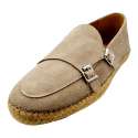 ESPADRILLE MOCCASIN TWO BUCKLES SUEDE GRAY REMOVABLE INSOLE