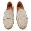 ESPADRILLE MOCCASIN TWO BUCKLES SUEDE GRAY REMOVABLE INSOLE