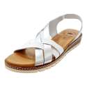 SANDALIAS MUJER BICOLOR TIRAS ENTRELAZADAS plata