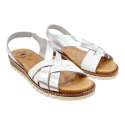 SANDALIAS MUJER BICOLOR TIRAS ENTRELAZADAS plata